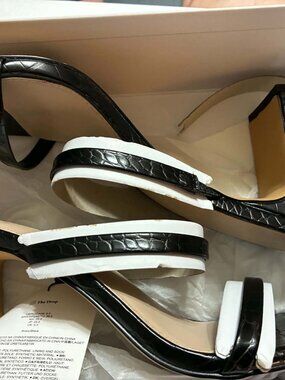 The Drop Women's 8.5 Avery Black Square Toe Two Strap Heel NIB 65% off Retail